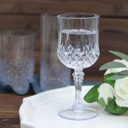 6 pcs 8 oz Crystal Cut Plastic Wine Glasses - Disposable Tableware