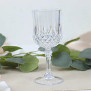 6 pcs 8 oz Crystal Cut Plastic Wine Glasses - Disposable Tableware