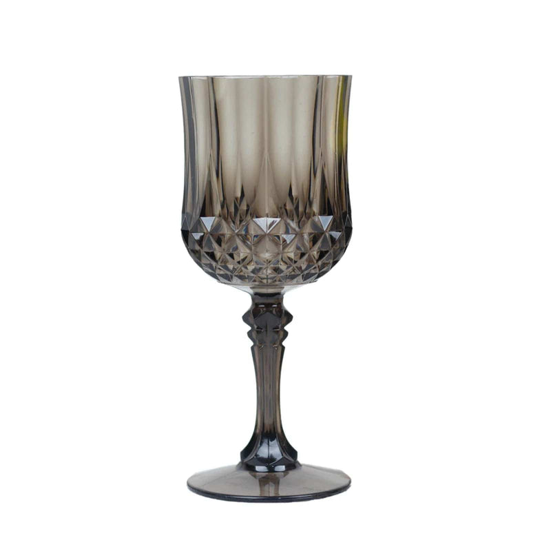 6 pcs 8 oz Crystal Cut Plastic Wine Glasses - Disposable Tableware DSP_CUWN006_8_BLK