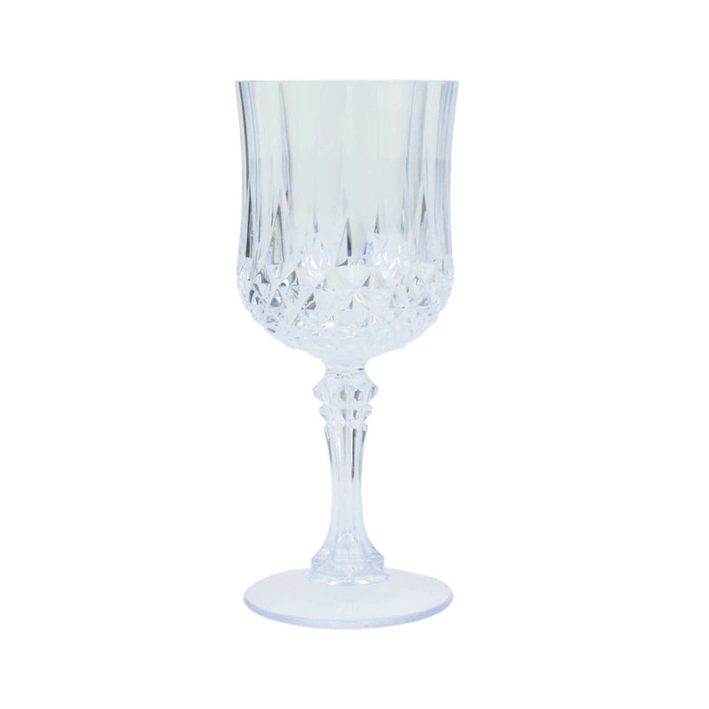 6 pcs 8 oz Crystal Cut Plastic Wine Glasses - Disposable Tableware DSP_CUWN006_8_CLR