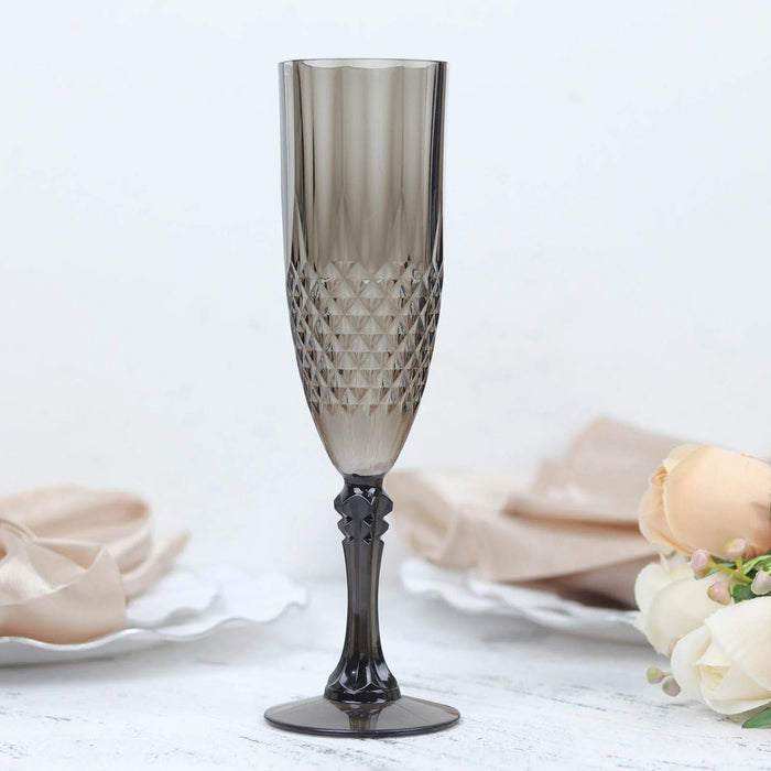 6 pcs 8 oz Crystal Plastic Champagne Flute Glasses - Disposable Tableware