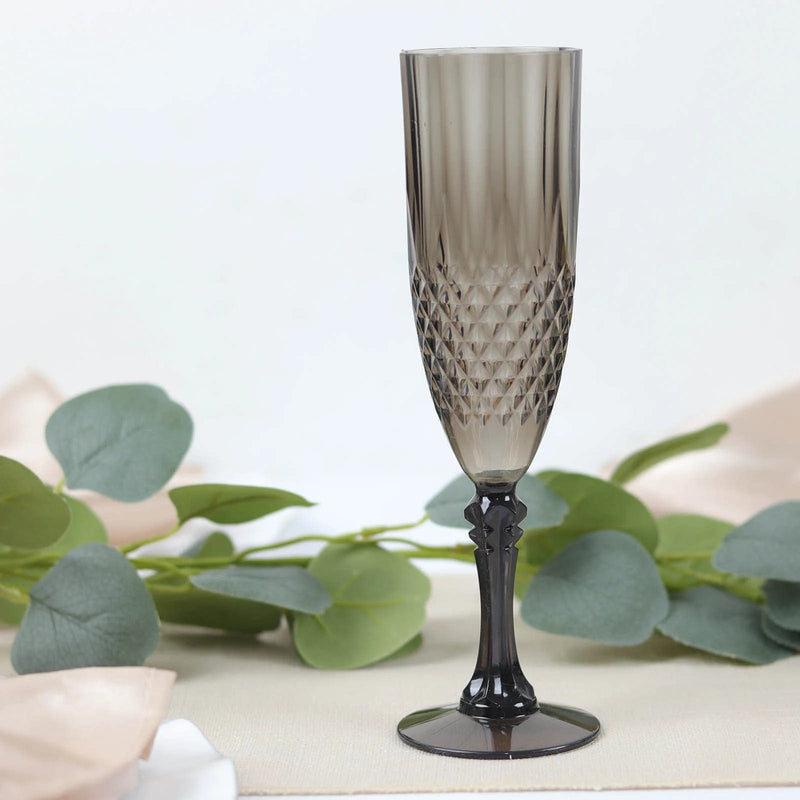 6 pcs 8 oz Crystal Plastic Champagne Flute Glasses - Disposable Tableware