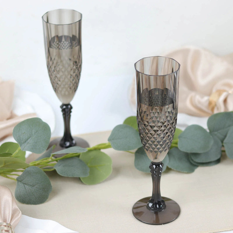 6 pcs 8 oz Crystal Plastic Champagne Flute Glasses - Disposable Tableware