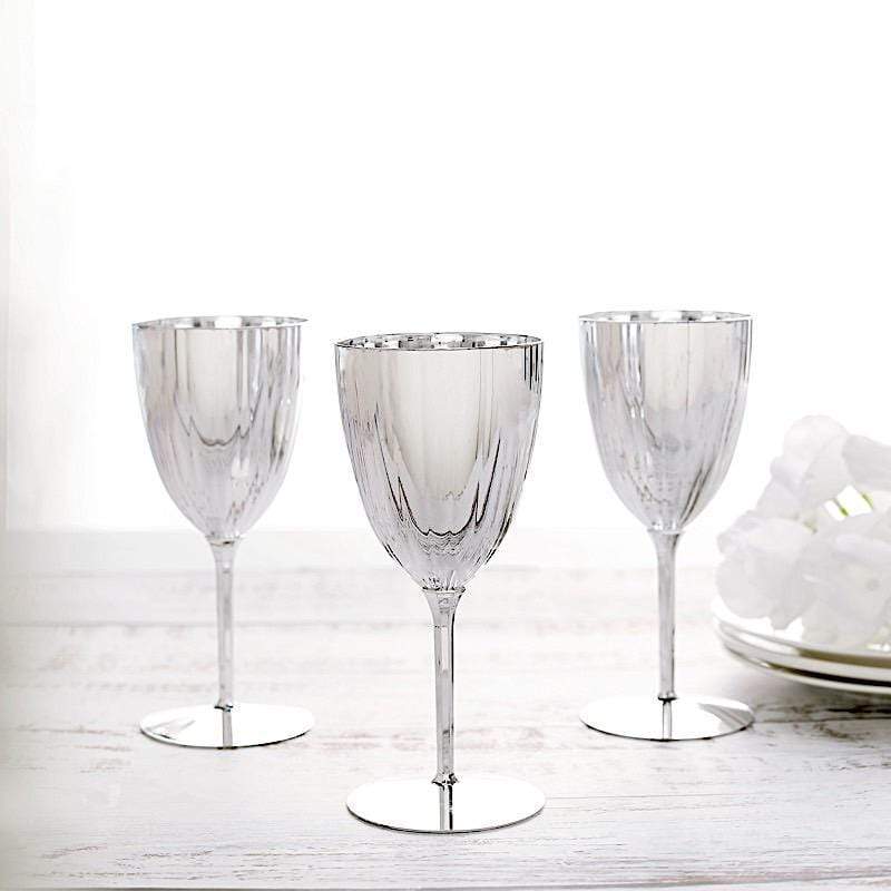 6 pcs 8 oz Metallic Premium Wine Glasses - Disposable Tableware