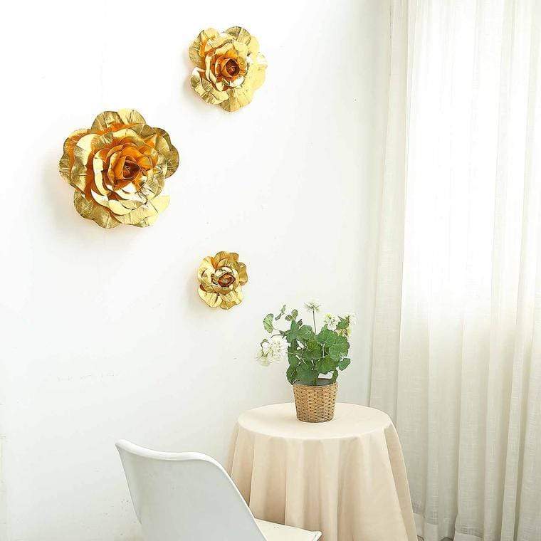 6 pcs 8" wide Artificial Large Roses Flowers for Wall Backdrop