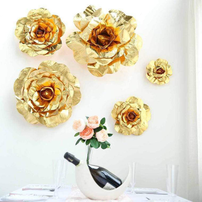 6 pcs 8" wide Artificial Large Roses Flowers for Wall Backdrop
