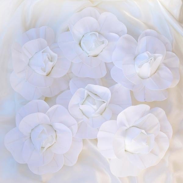 6 pcs 8" wide Artificial Large Roses Flowers for Wall Backdrop