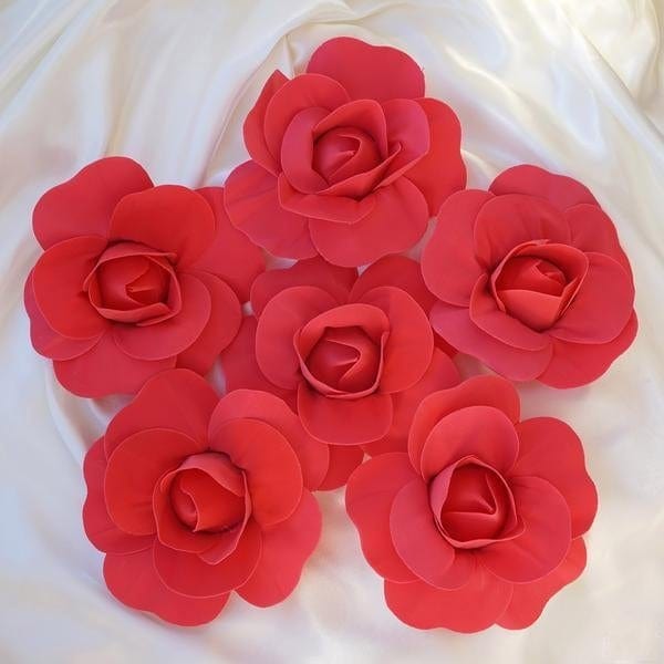 6 pcs 8" wide Artificial Large Roses Flowers for Wall Backdrop