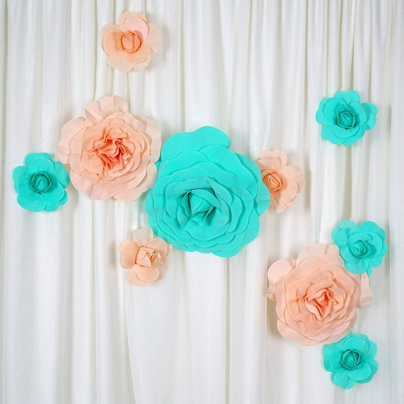 6 pcs 8" wide Artificial Large Roses Flowers for Wall Backdrop