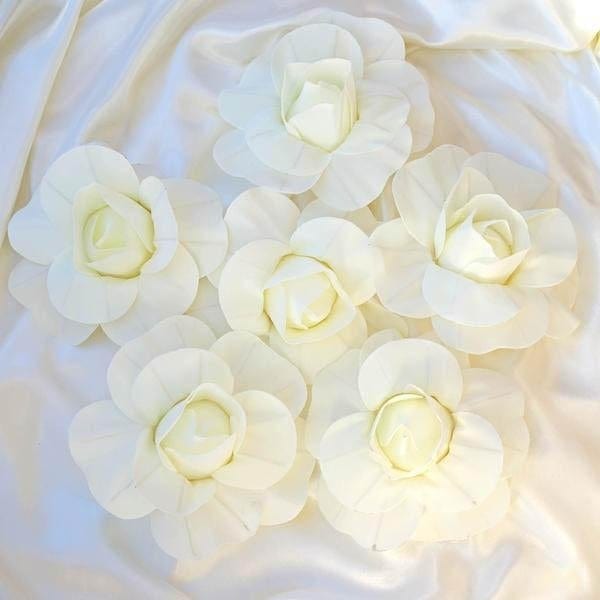 6 pcs 8" wide Artificial Large Roses Flowers for Wall Backdrop