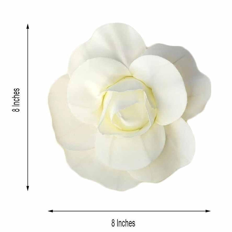 6 pcs 8" wide Artificial Large Roses Flowers for Wall Backdrop