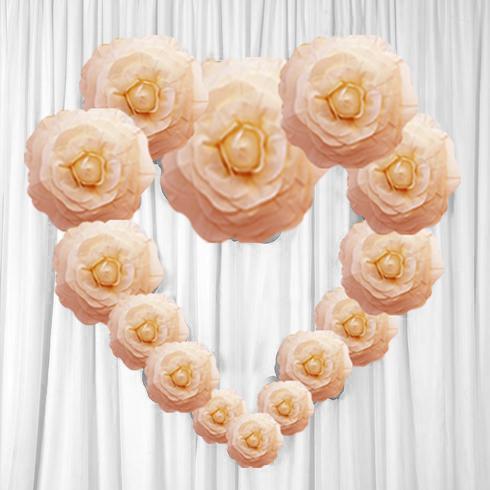 6 pcs 8" wide Artificial Large Roses Flowers for Wall Backdrop