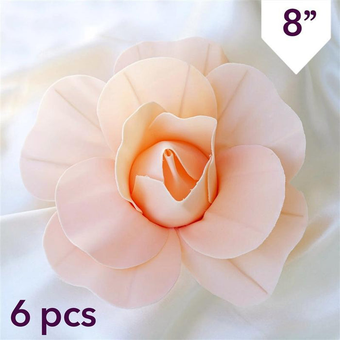 6 pcs 8" wide Artificial Large Roses Flowers for Wall Backdrop FOAM_FLO001_08_046