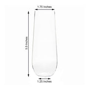 6 pcs 9 oz Stemless Plastic Champagne Flutes - Disposable Glasses