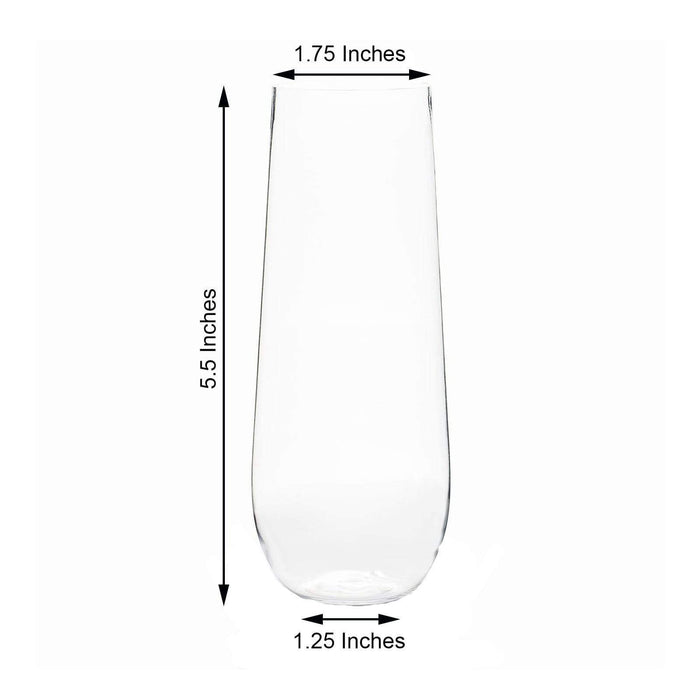 9 oz. Clear Stemless Disposable Plastic Champagne Flutes
