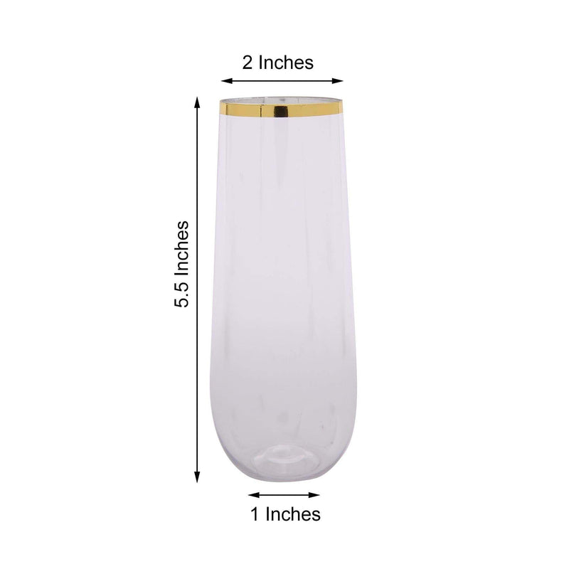 6 pcs 9 oz Stemless Plastic Champagne Flutes - Disposable Glasses
