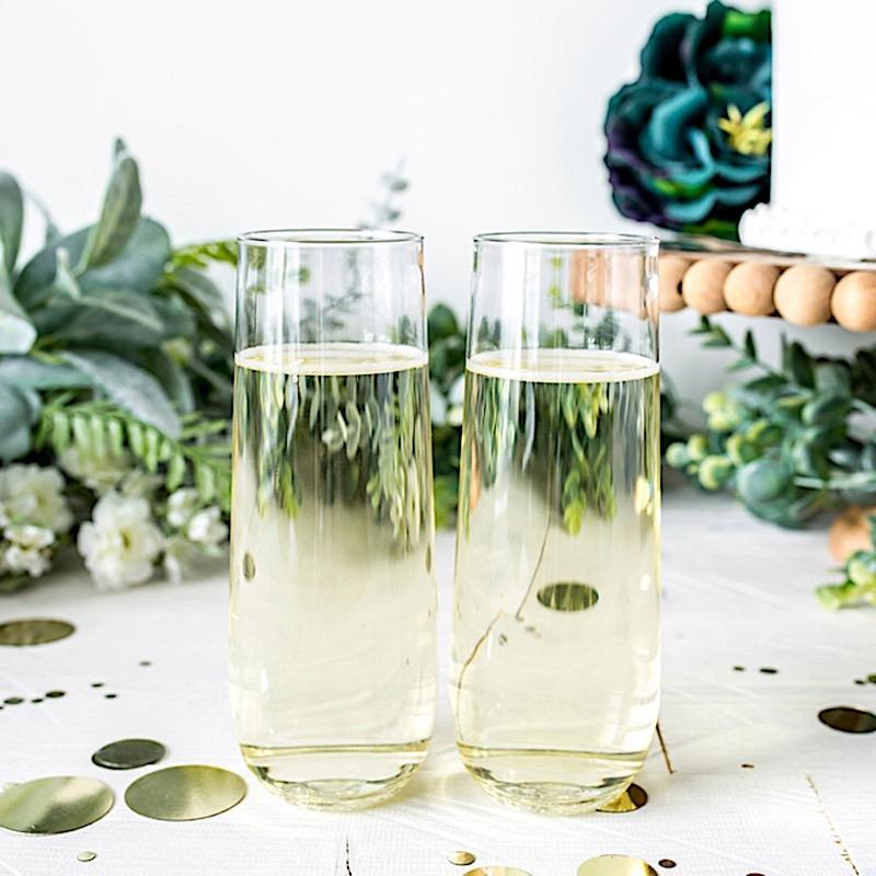 6 pcs 9 oz Stemless Plastic Champagne Flutes - Disposable Glasses