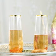 6 pcs 9 oz Stemless Plastic Champagne Flutes - Disposable Glasses