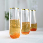 6 pcs 9 oz Stemless Plastic Champagne Flutes - Disposable Glasses