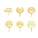6 pcs Assorted Acrylic Happy Birthday Cake Toppers - Gold CAKE_TOP_004_SET_GOLD