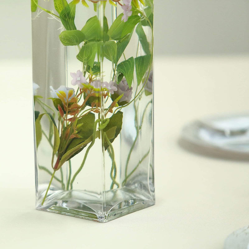 6 pcs Glass Square Vases Wedding Centerpieces - Clear