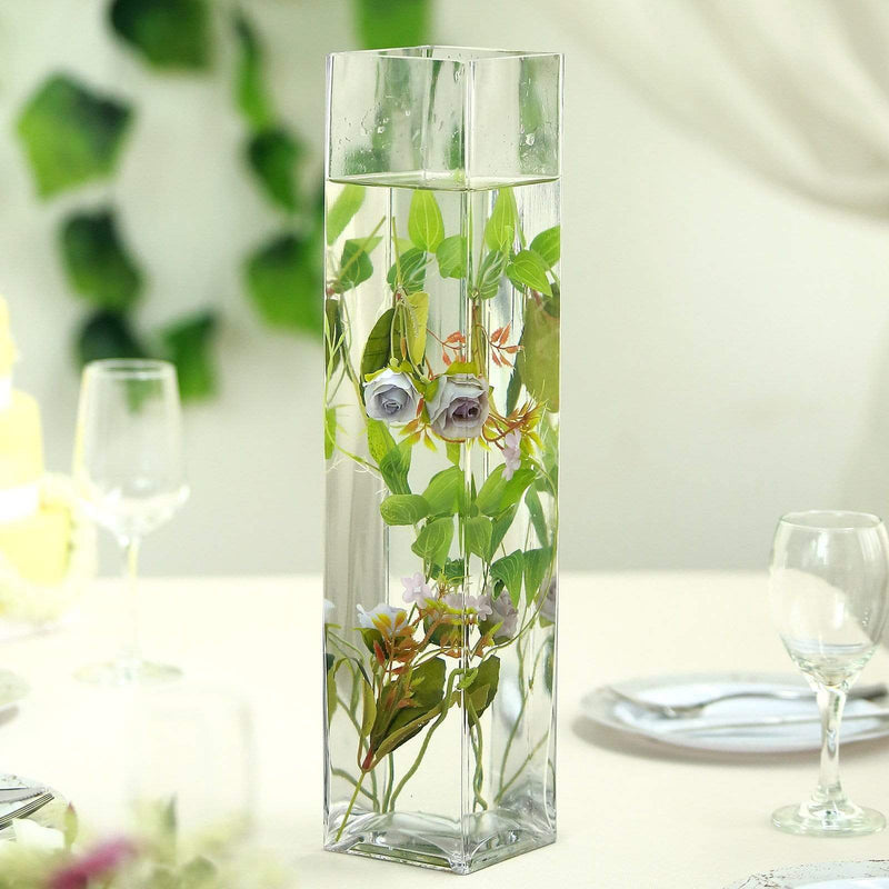 6 pcs Glass Square Vases Wedding Centerpieces - Clear