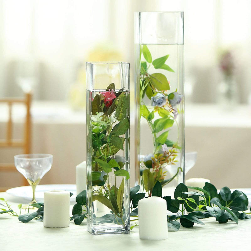 6 pcs Glass Square Vases Wedding Centerpieces - Clear