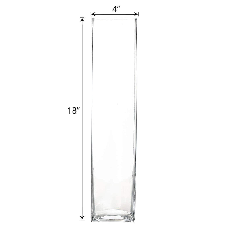 6 pcs Glass Square Vases Wedding Centerpieces - Clear