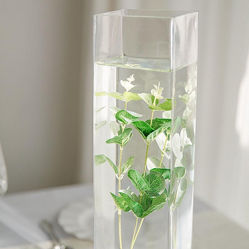 6 pcs Glass Square Vases Wedding Centerpieces - Clear