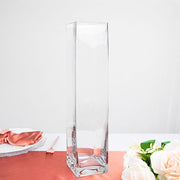 6 pcs Glass Square Vases Wedding Centerpieces - Clear