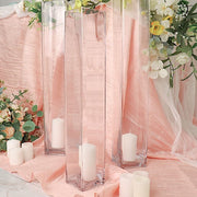 6 pcs Glass Square Vases Wedding Centerpieces - Clear