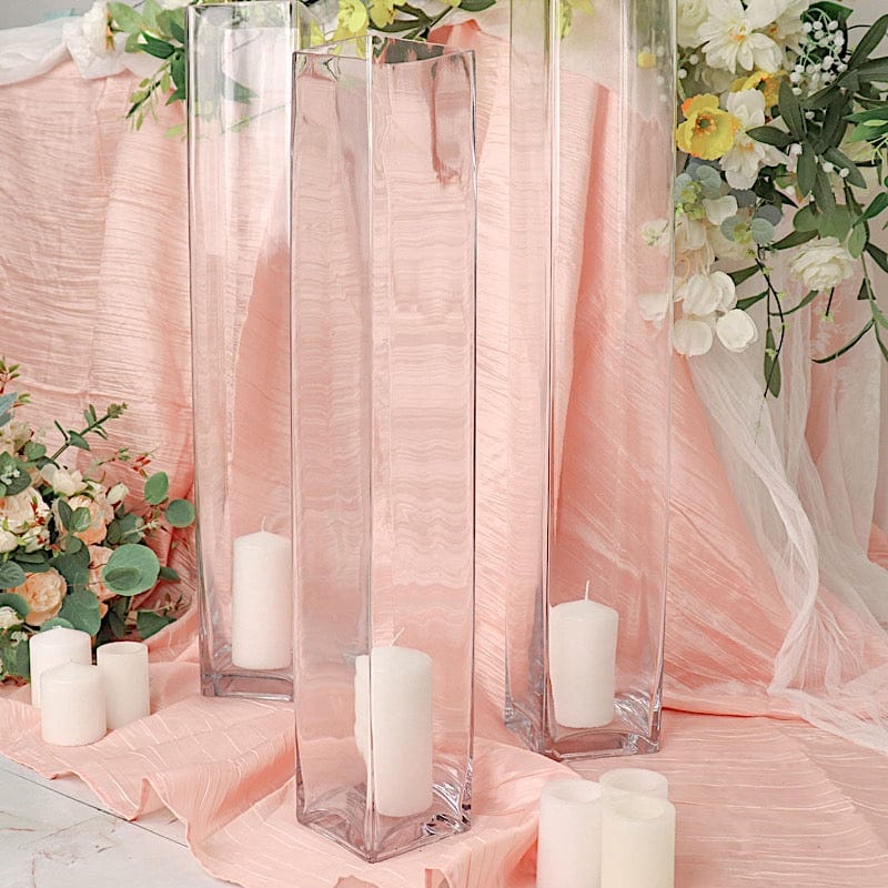 6 pcs Glass Square Vases Wedding Centerpieces - Clear