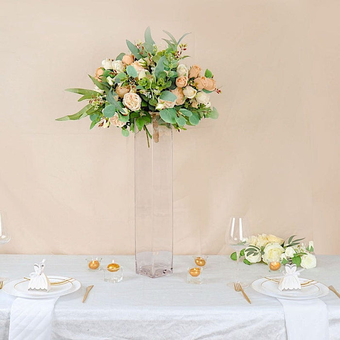 6 pcs Glass Square Vases Wedding Centerpieces - Clear