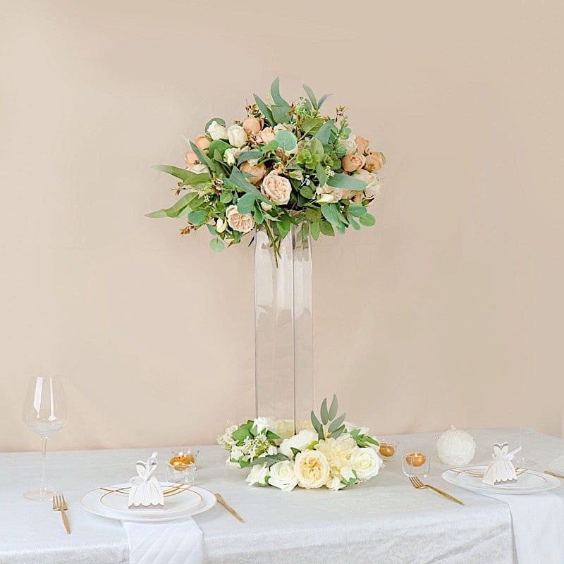 6 pcs Glass Square Vases Wedding Centerpieces - Clear