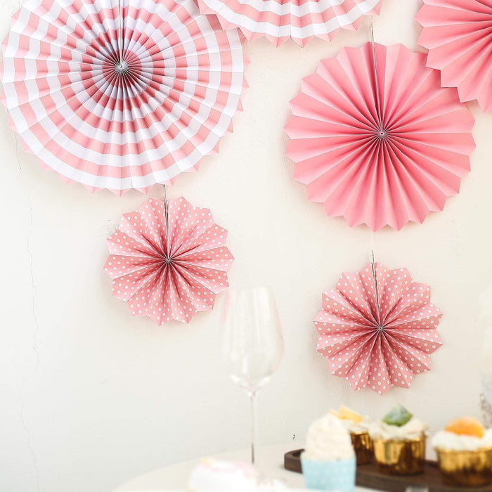 6 pcs Paper Fans Wall Backdrop Decorations - Pink PAP_FAN_001_PINK