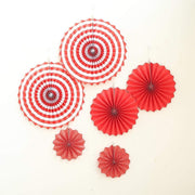 6 pcs Paper Fans Wall Backdrop Decorations - Red PAP_FAN_001_RED