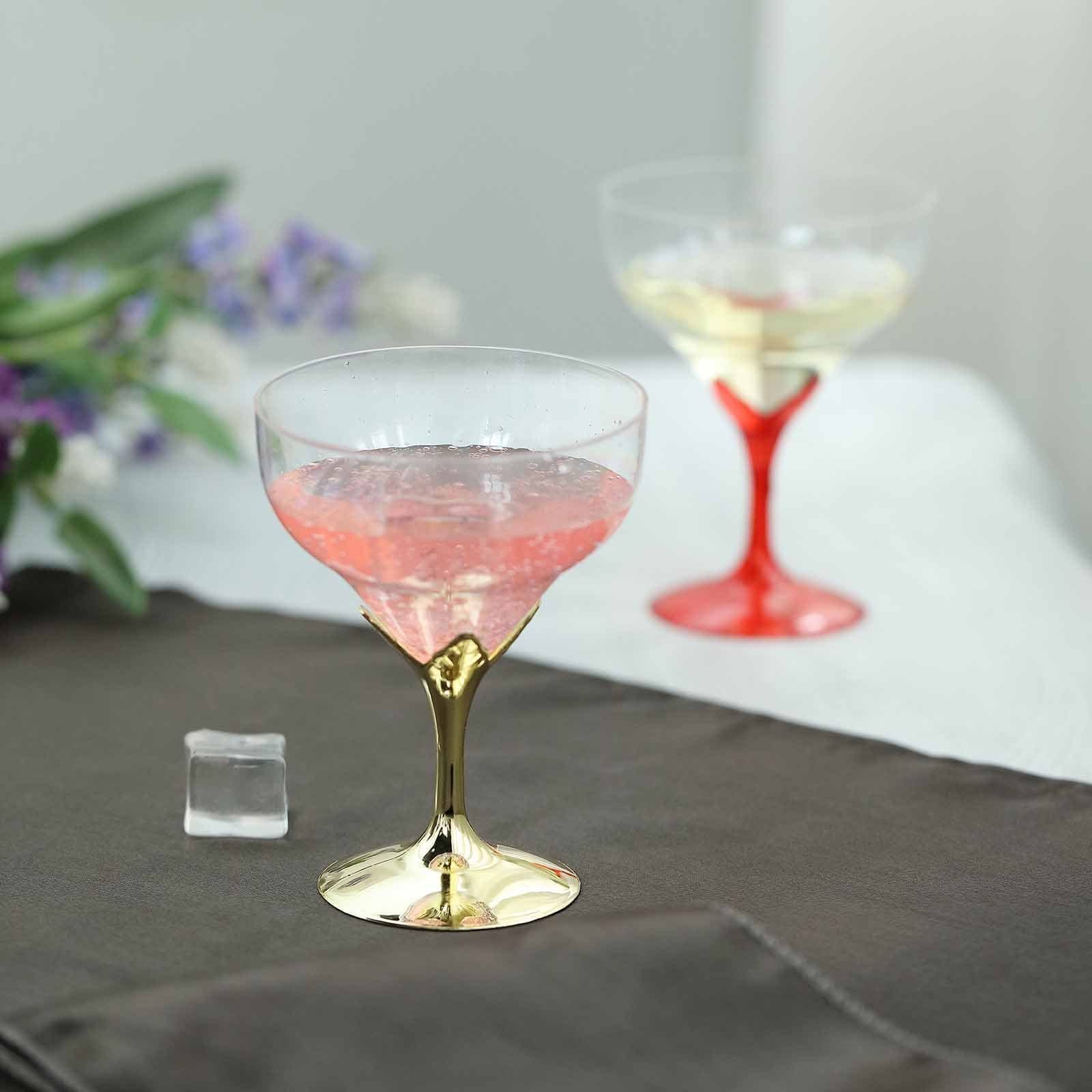 6 Plastic Wine Goblets Glasses - Disposable Tableware