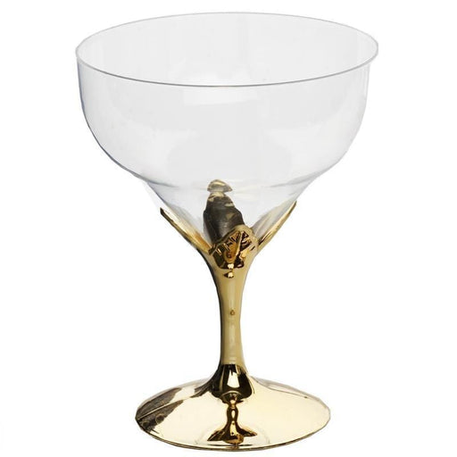 6 Plastic Wine Goblets Glasses - Disposable Tableware PLST_CC16_GOLD