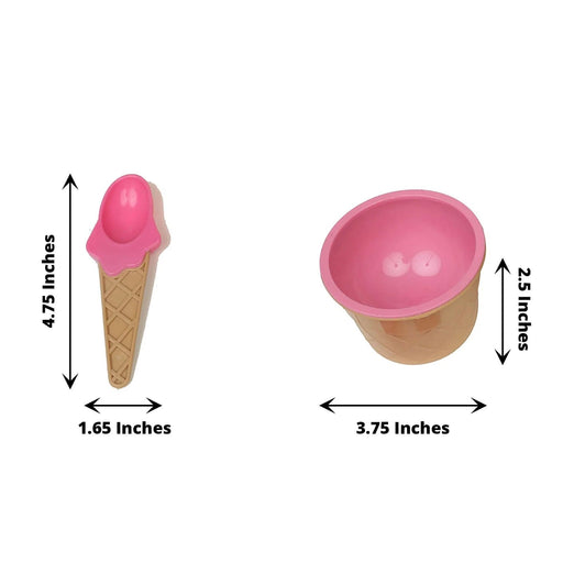 6 Reusable Plastic Dessert Cups Ice Cream Bowls with Spoons Set - Assorted DSP_DST_BO003_7_ASST