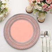 6 Round 13" Acrylic Charger Plates with Lace Embossed Rim