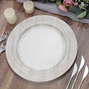6 Round 13" Acrylic Charger Plates with Lace Embossed Rim