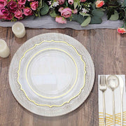 6 Round 13" Acrylic Charger Plates with Lace Embossed Rim