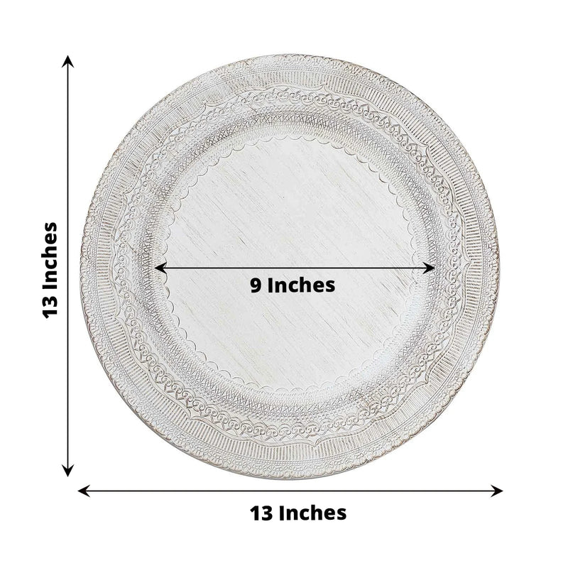 6 Round 13" Acrylic Charger Plates with Lace Embossed Rim