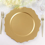 6 Round 13" Metallic Acrylic Charger Plates with Scallop Rim Design
