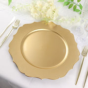 6 Round 13" Metallic Acrylic Charger Plates with Scallop Rim Design