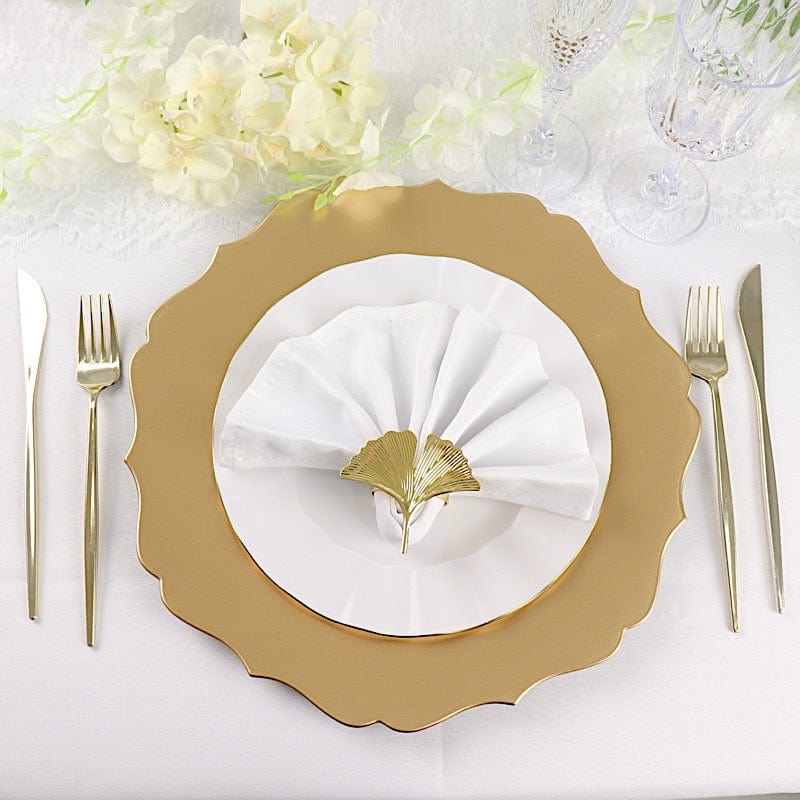 6 Round 13" Metallic Acrylic Charger Plates with Scallop Rim Design
