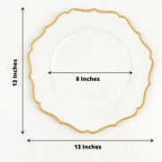 6 Round 13" Metallic Acrylic Charger Plates with Scallop Rim Design