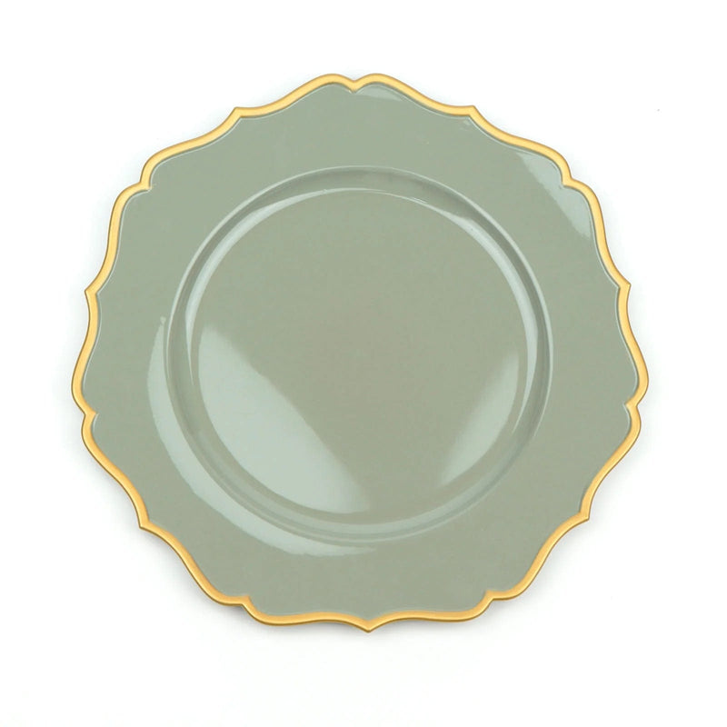 6 Round 13" Metallic Acrylic Charger Plates with Scallop Rim Design