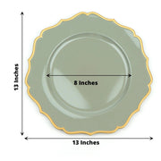 6 Round 13" Metallic Acrylic Charger Plates with Scallop Rim Design