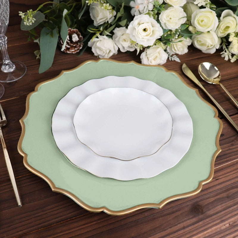 6 Round 13" Metallic Acrylic Charger Plates with Scallop Rim Design